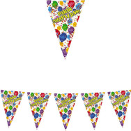 Festone Bandierine in plastica 600 x 25 cm - Festone Buon Compleanno Happy Balloons