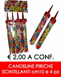 € 2,00 a conf. - CANDELINE PIRICHE SCINTILLANTI cm 10 e 4 pz